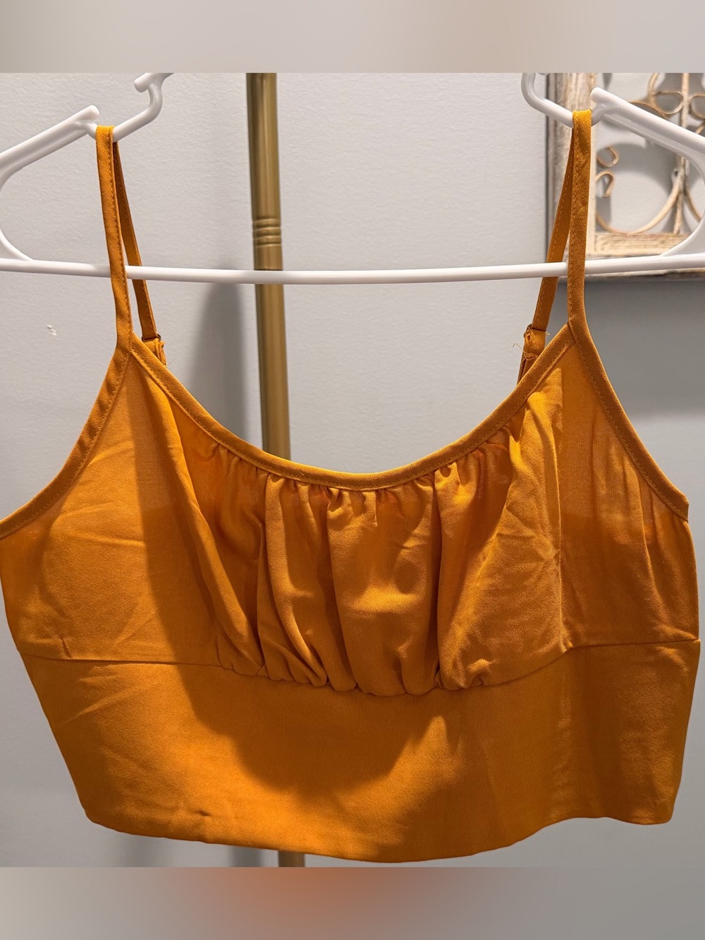 Women's Orange Gathered Front Camisole Top